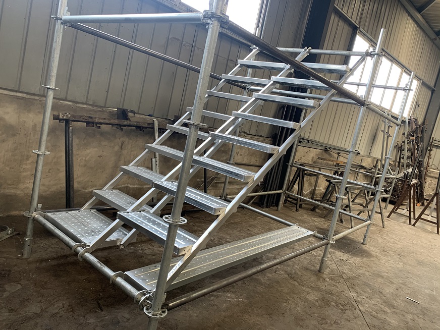 Steel Staircase with Landing and handrails for scaffolding tower 
