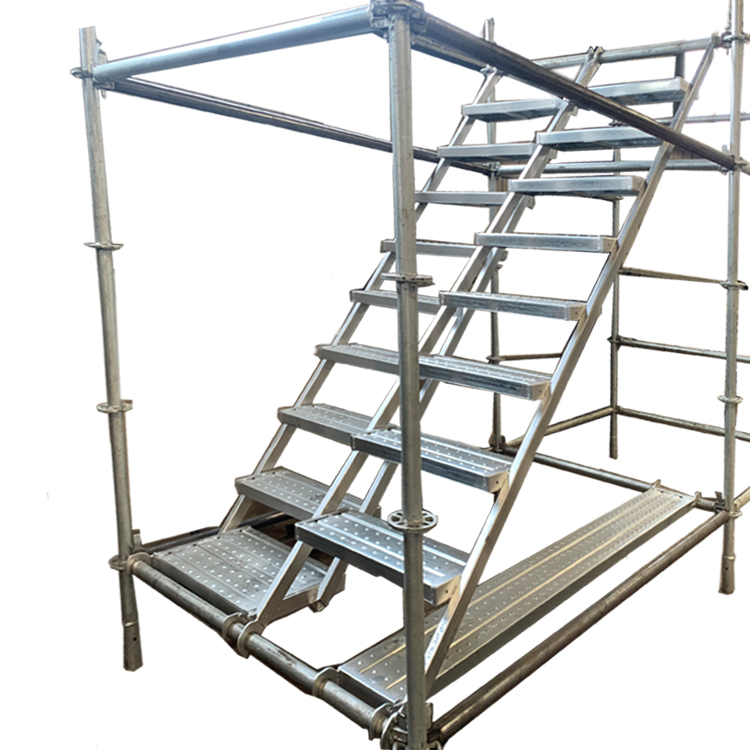 Steel Staircase with Landing and handrails for scaffolding tower 
