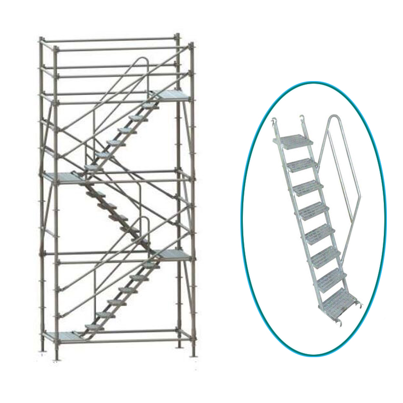 Steel Staircase with Landing and handrails for scaffolding tower 