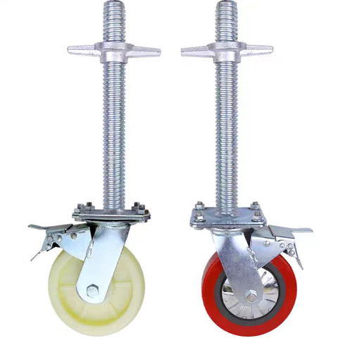  Scaffolding Mobile Caster Wheels with Brake & Screw Jack Base