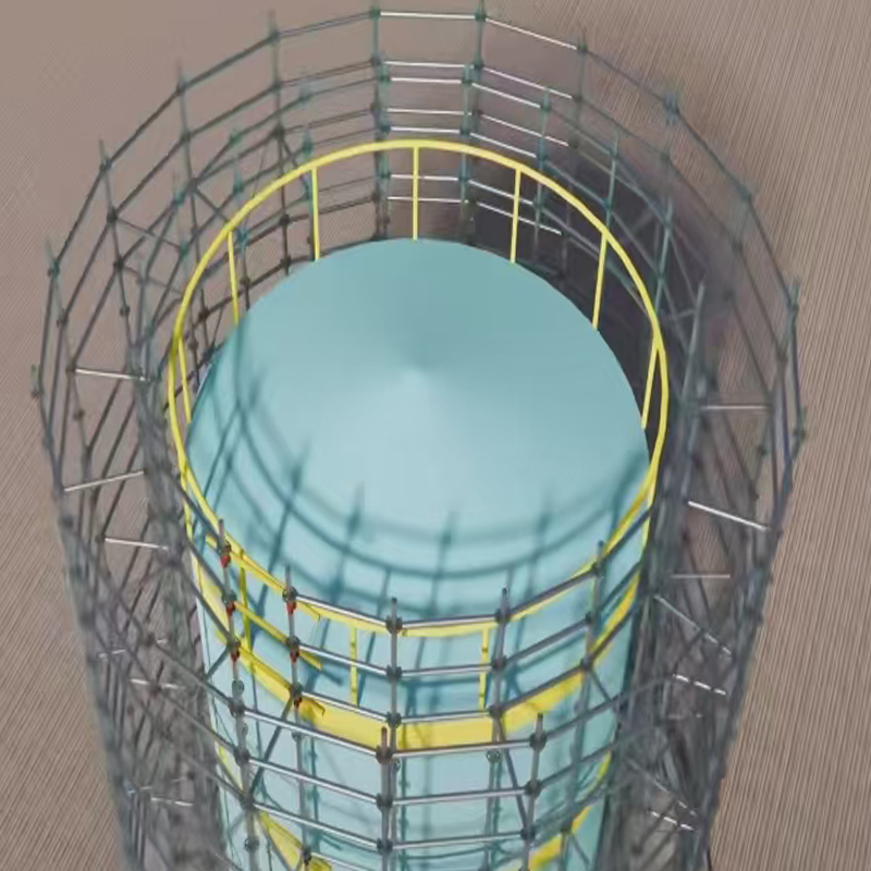 Ringlock scaffolding setup for a curved architectural facade